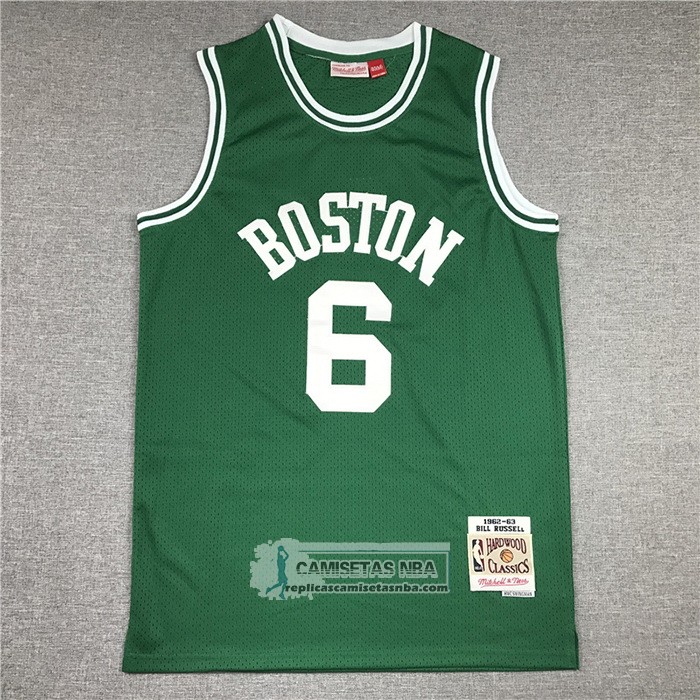 Camiseta Boston Celtics Bill Russell NO 6 Hardwood Classics 1962-63 Verde